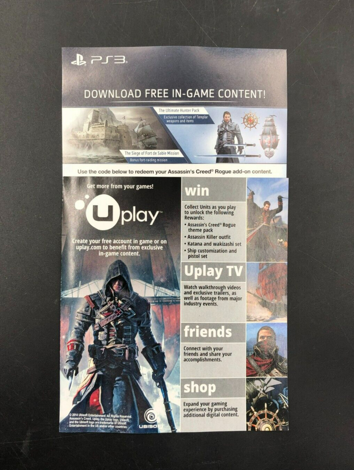 Assassin's Creed: Rogue - Limited Edition (PlayStation 3, PS3) w/ Inserts