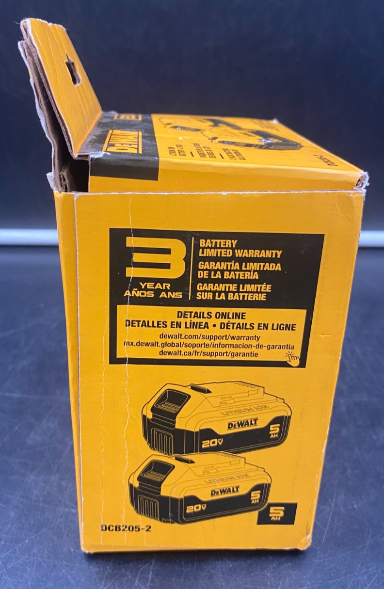 DEWALT 5AH 20V BATTERY - 2 PACK DCB205-2 *USED, SEE PICS*