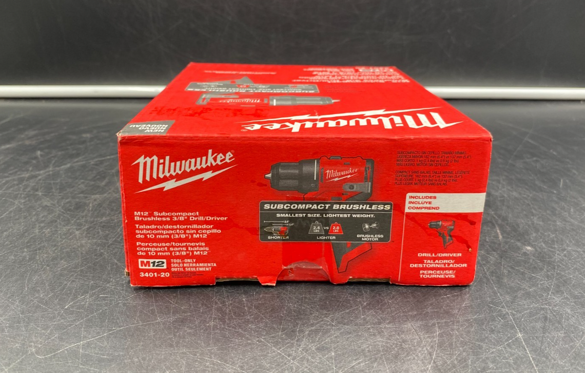 Milwaukee 3401-20 M12 Subcompact Brushless 3/8" Drill/Driver (Tool-Only) - NEW