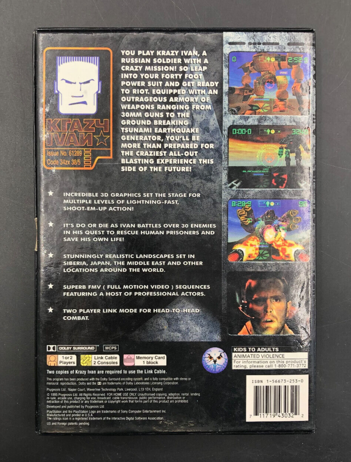 Krazy Ivan (PlayStation 1, PS1) Long Box w/ Manual