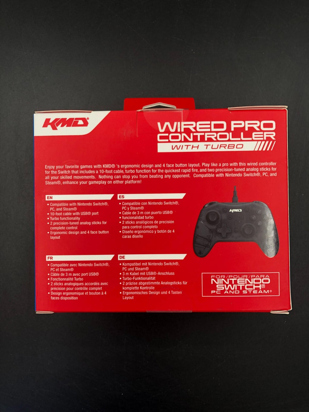 KMD Wired Pro Controller For Nintendo Switch, PC & Steam Deck - NEW