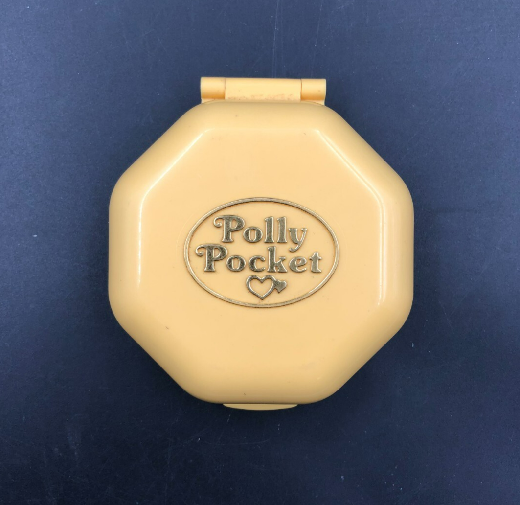 1990 Polly Pocket Yellow Octagon Hair Salon Playset - Bluebird - No Figures