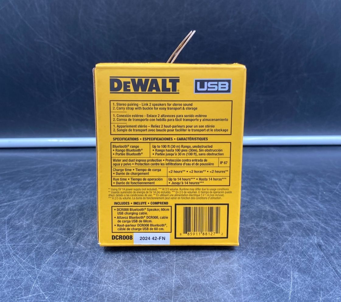 DeWalt DCR008 USB Rechargeable Mini Bluetooth Speaker