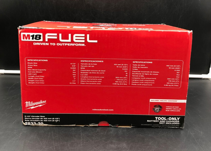 Milwaukee 2833-20 M18 Fuel 6-1/2" Circular Saw (Tool-Only) - NEW