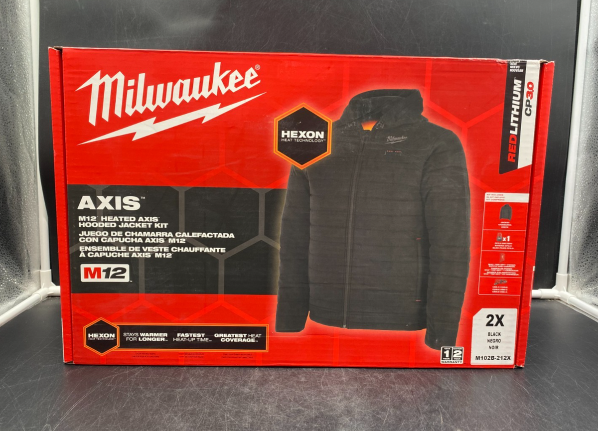 Milwaukee M102B-212XL Axis M12 Heated Axis Hooded Jacket Kit Size 2X - NEW