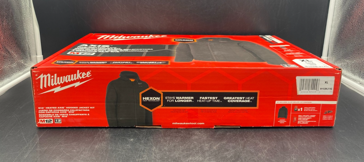 Milwaukee M102B-21XL M12 Heated Axis Hooded Jacket Kit Black Size XL - NEW