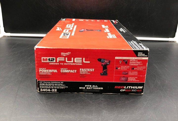 Milwaukee 3404-22 M12 Fuel 1/2" Hammer Drill/Driver Kit - NEW OPEN BOX