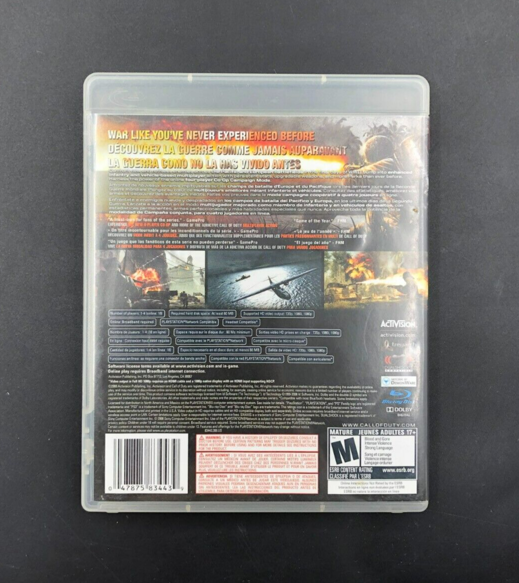 Call of Duty: World at War (Sony PlayStation 3, PS3) in Case w/ Manual