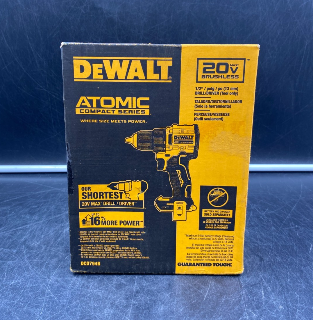 DeWalt DCD794B 20V Max Brushless Atomic 1/2" Drill/Driver (Tool-Only) - NEW