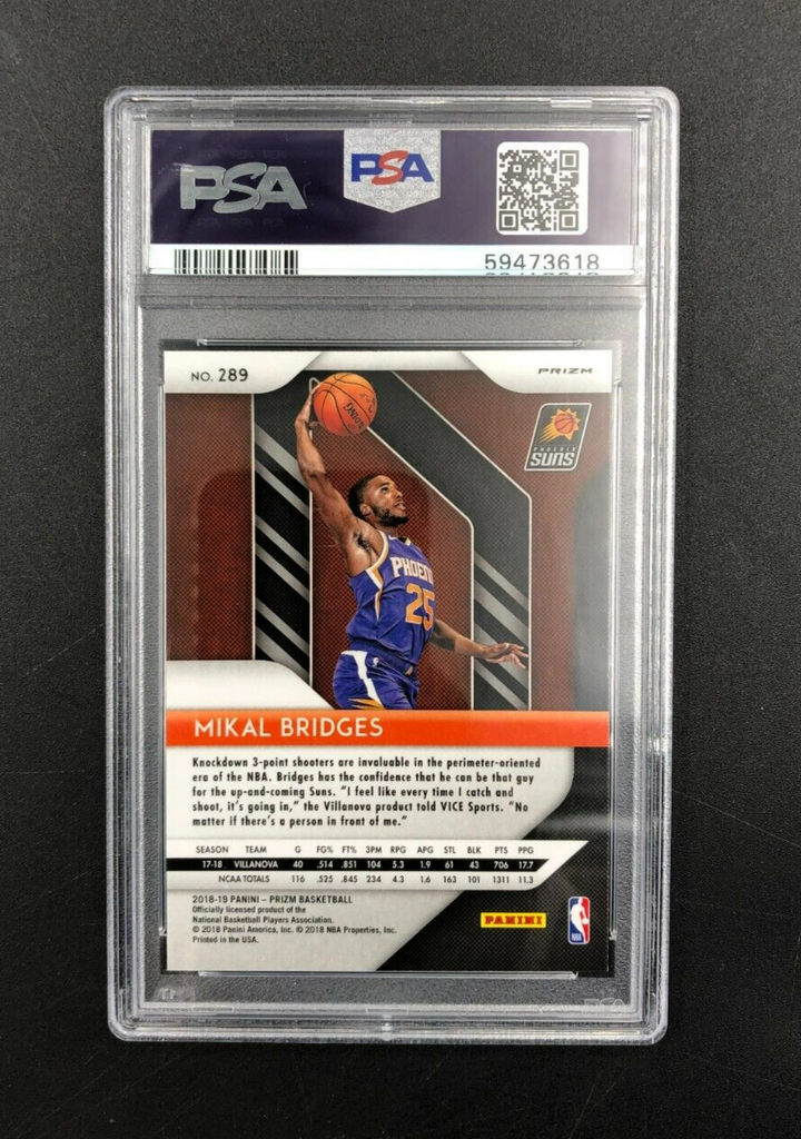 2018-19 Panini Red/White/Blue Prizm Mikal Bridges RC Rookie Card PSA 10 GEM MINT