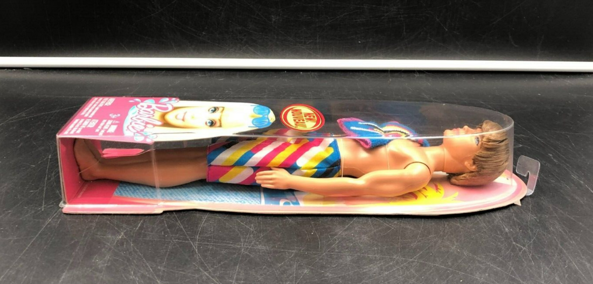 2010 Mattel: Barbie - Bath Play Beach Ken Doll with Striped Swim Trunks - NEW