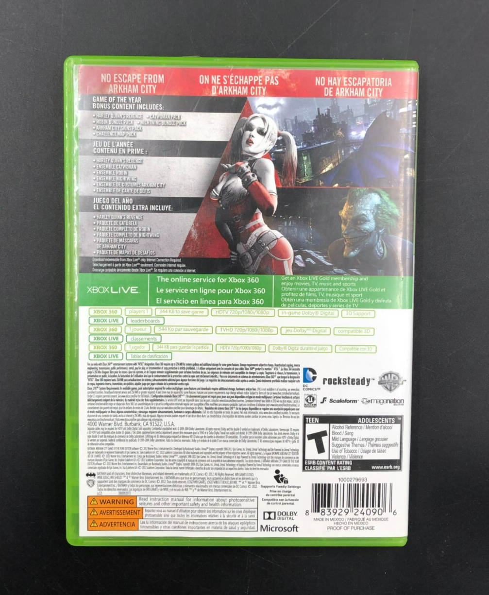 Batman: Arkham City - Game of the Year Edition (Microsoft XBOX 360) w/ Inserts