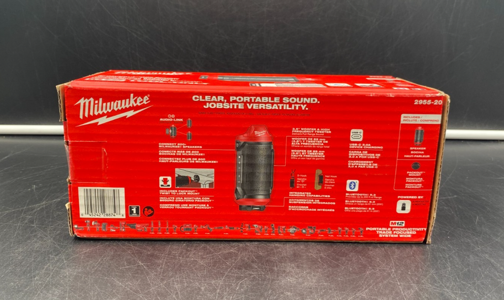Milwaukee 2955-20 M12 Bluetooth Jobsite Speaker w/ PACKOUT Compatibility - NEW