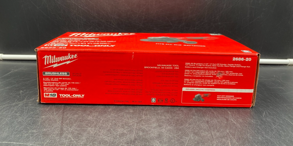 Milwaukee 2686-20 M18 Brushless 4-1/2" / 5" Cut-Off Grinder, Paddle Switch - NEW