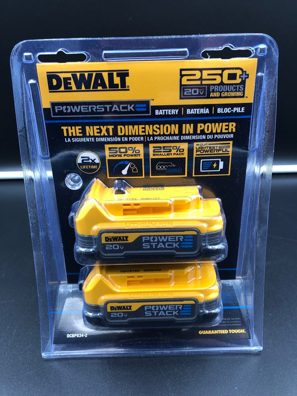 DEWALT DCBP034-2 20V POWERSTACK Compact Li-Ion Battery (Pack of 2)