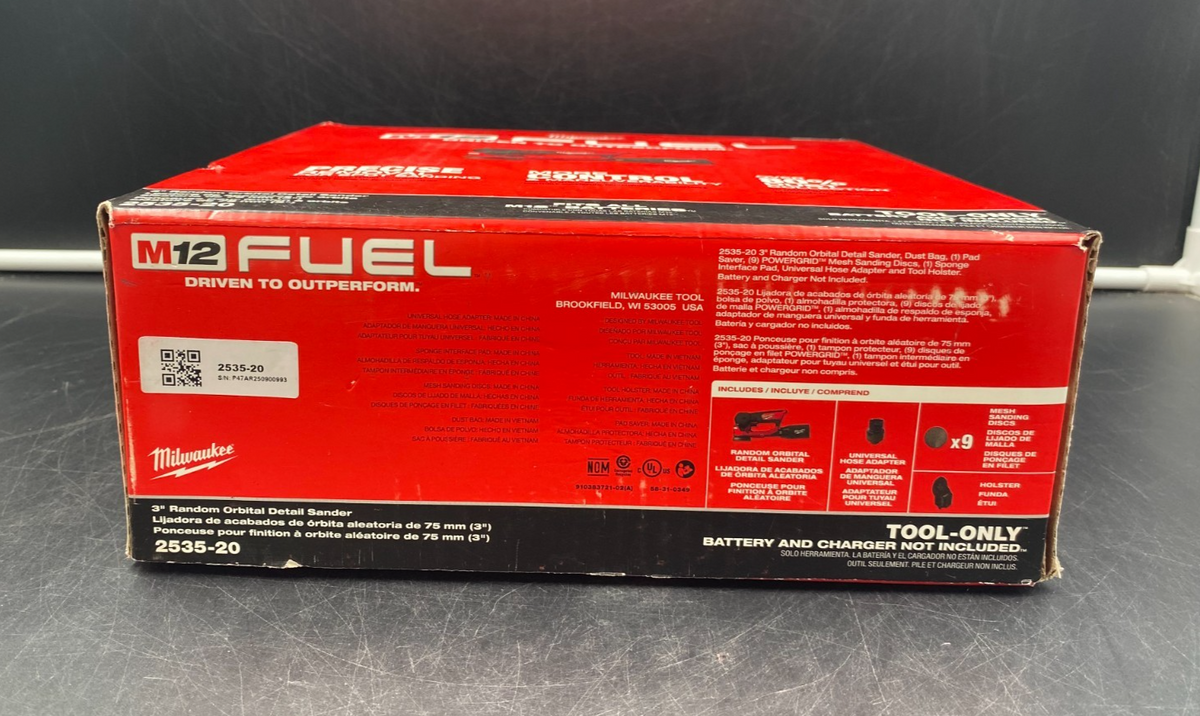 Milwaukee 2535-20 M12 Fuel 3" Random Orbital Detail Sander (Tool-Only) - NEW