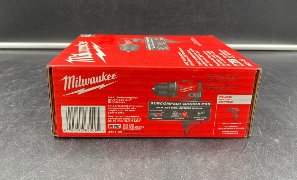 Milwaukee 3401-20 M12 Subcompact Brushless 3/8" Drill/Driver (Tool-Only) - NEW
