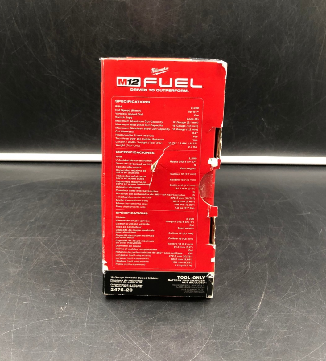 Milwaukee 2476-20 M12 Fuel 16 Gauge Variable Speed Nibbler (Tool-Only) - NEW