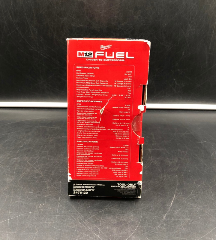 Milwaukee 2476-20 M12 Fuel 16 Gauge Variable Speed Nibbler (Tool-Only) - NEW