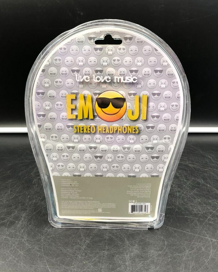 Live. Love. Music. Emoji On-Ear Stereo Wired Headphones - NEW