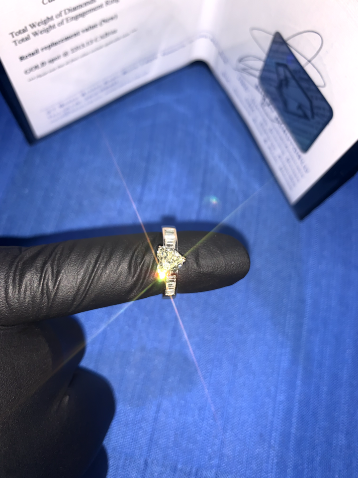 14KT White Gold Lady's Custom Made Diamond Engagement Ring With Appraisal