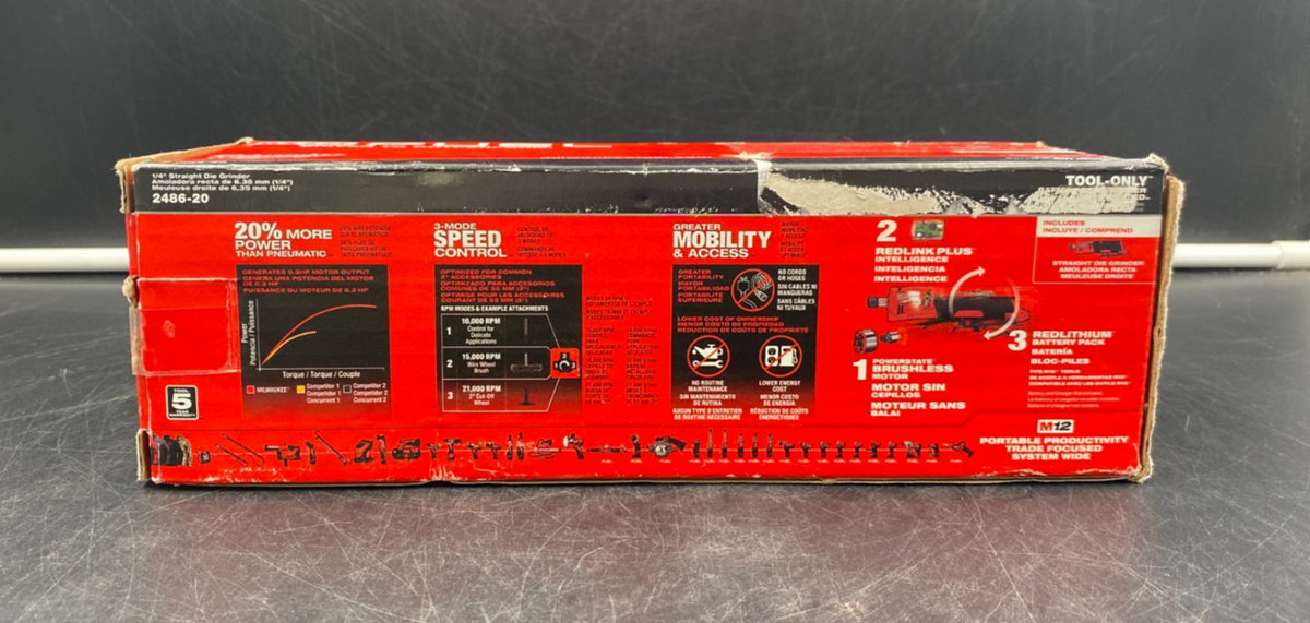 Milwaukee 2486-20 M12 Fuel 1/4" Straight Die Grinder (Tool-Only) - NEW