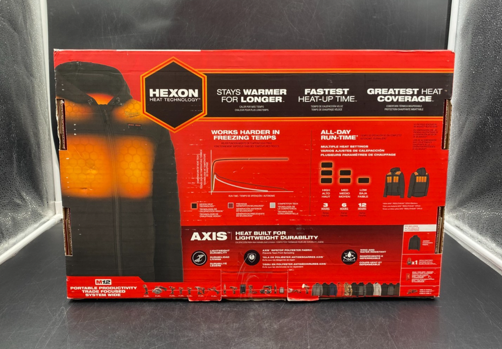 Milwaukee M102B-21XL Axis M12 Heated Axis Hooded Jacket Kit Size XL NEW OPEN BOX