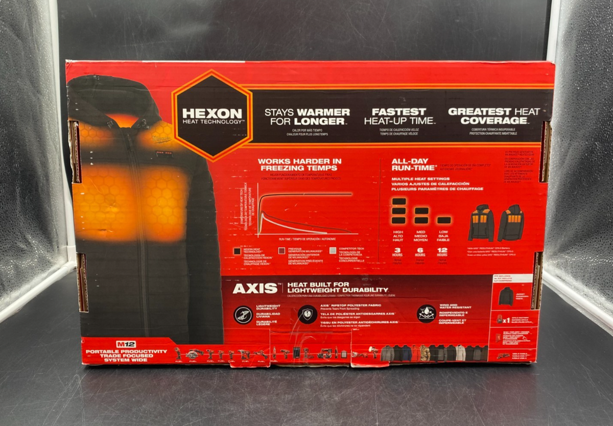 Milwaukee M102B-21XL Axis M12 Heated Axis Hooded Jacket Kit Size XL NEW OPEN BOX