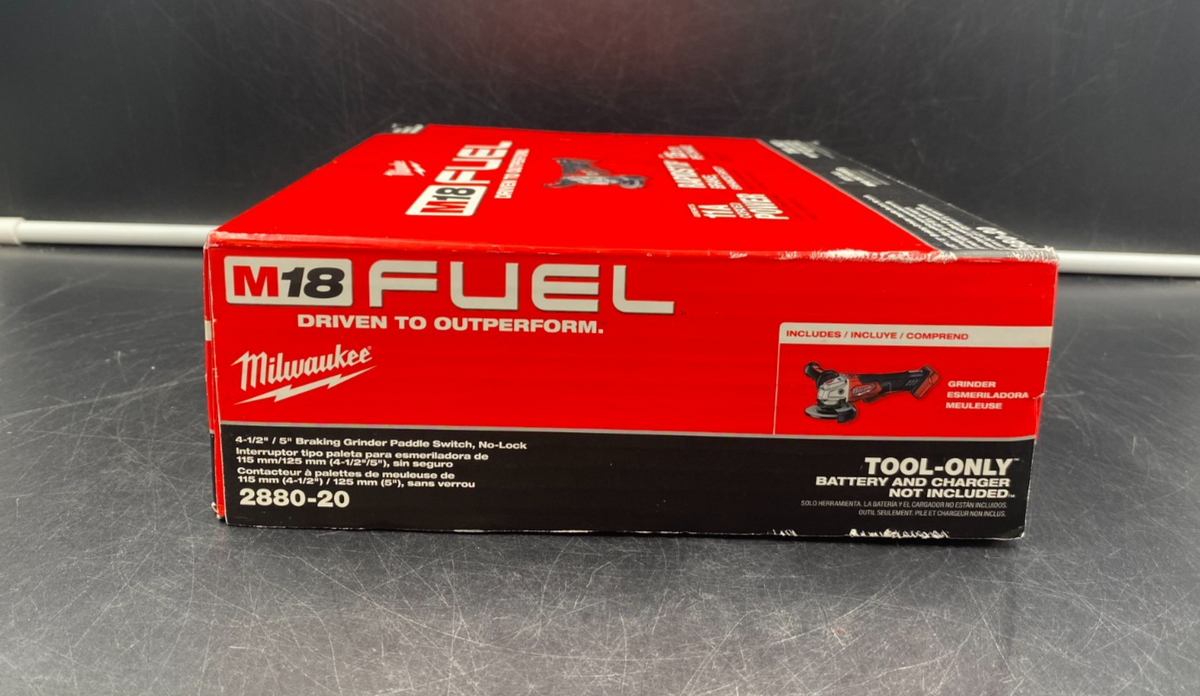 Milwaukee 2880-20 M18 Fuel 4-1/2" / 5" Braking Grinder Paddle Switch, No-Lock