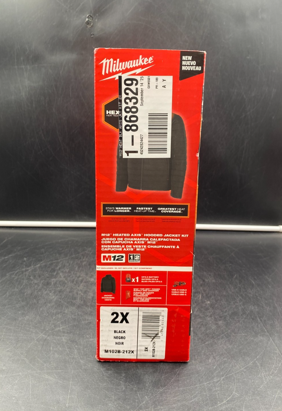 Milwaukee M102B-212XL Axis M12 Heated Axis Hooded Jacket Kit Size 2X - NEW