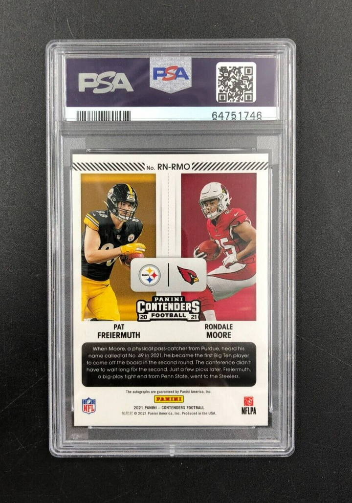2021 Panini Contenders Round 2 #'s Moore/Freiermuth Dual Auto Platinum 1/1 PSA 8