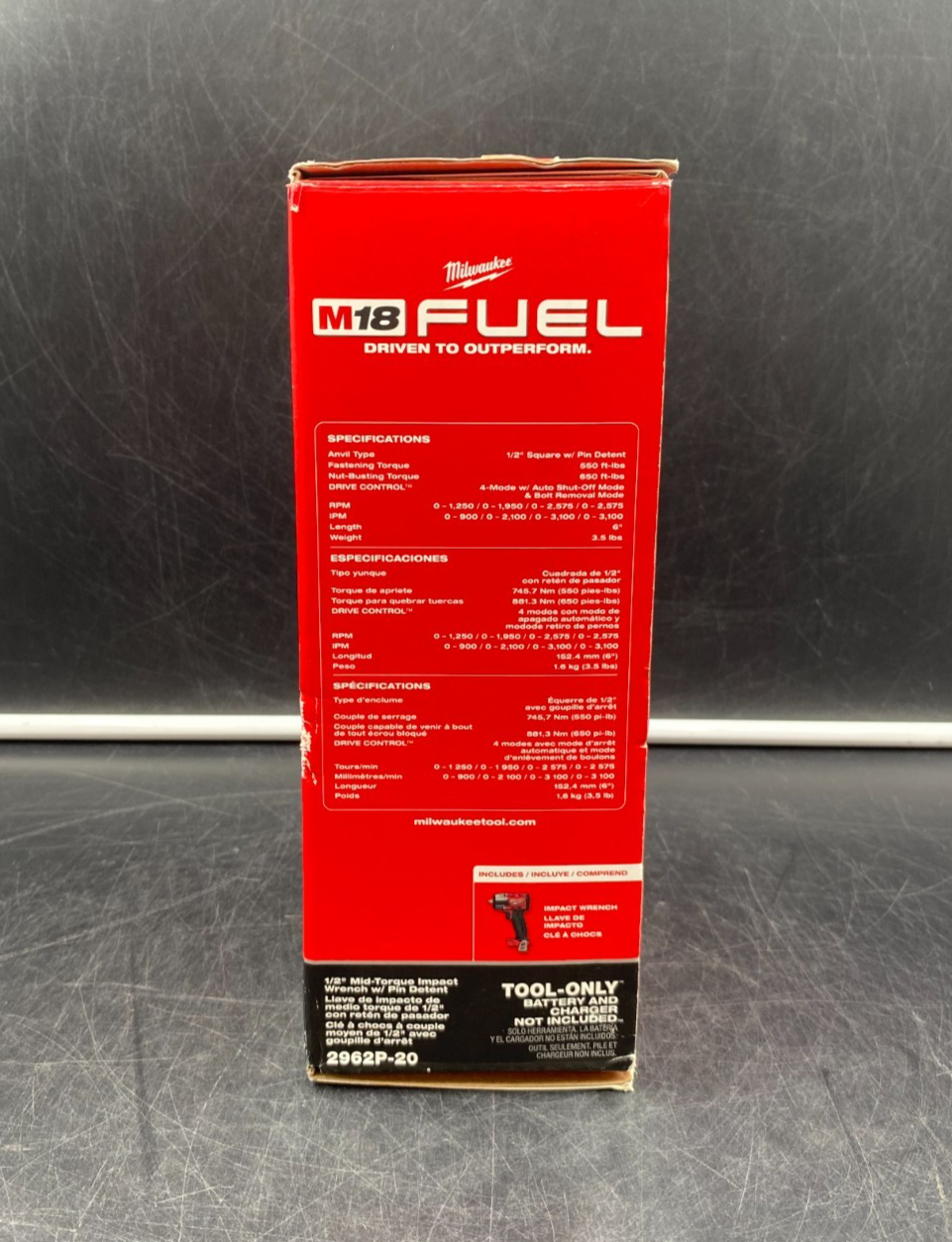 Milwaukee 2962P-20 M18 Fuel 1/2" Mid-Torque Impact Wrench w/ Pin Detent - NEW