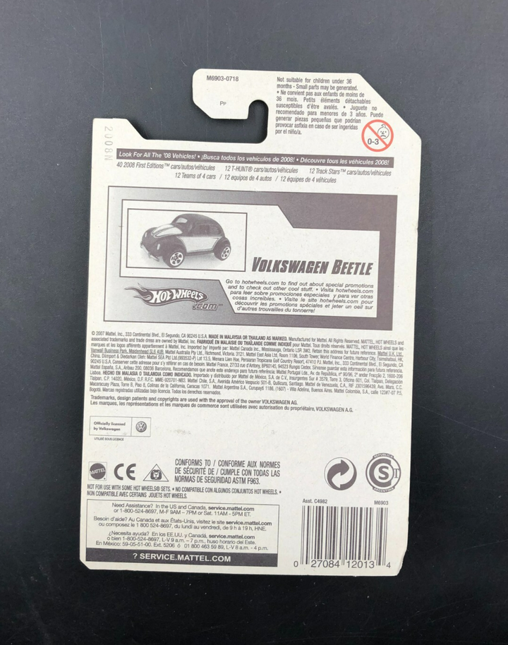 2008 Hot Wheels #129/172 Team: Volkswagen #1/4 Volkswagen Beetle Diecast - NEW