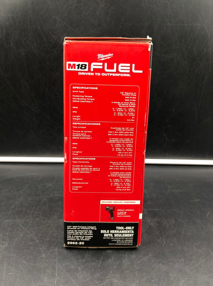 Milwaukee 2962-20 M18 Fuel 1/2" Mid-Torque Impact Wrench w/ Friction Ring - NEW