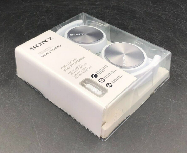 Sony MDR-ZX110 Stereo On-Ear Wired Headphones (White and Silver) - NEW