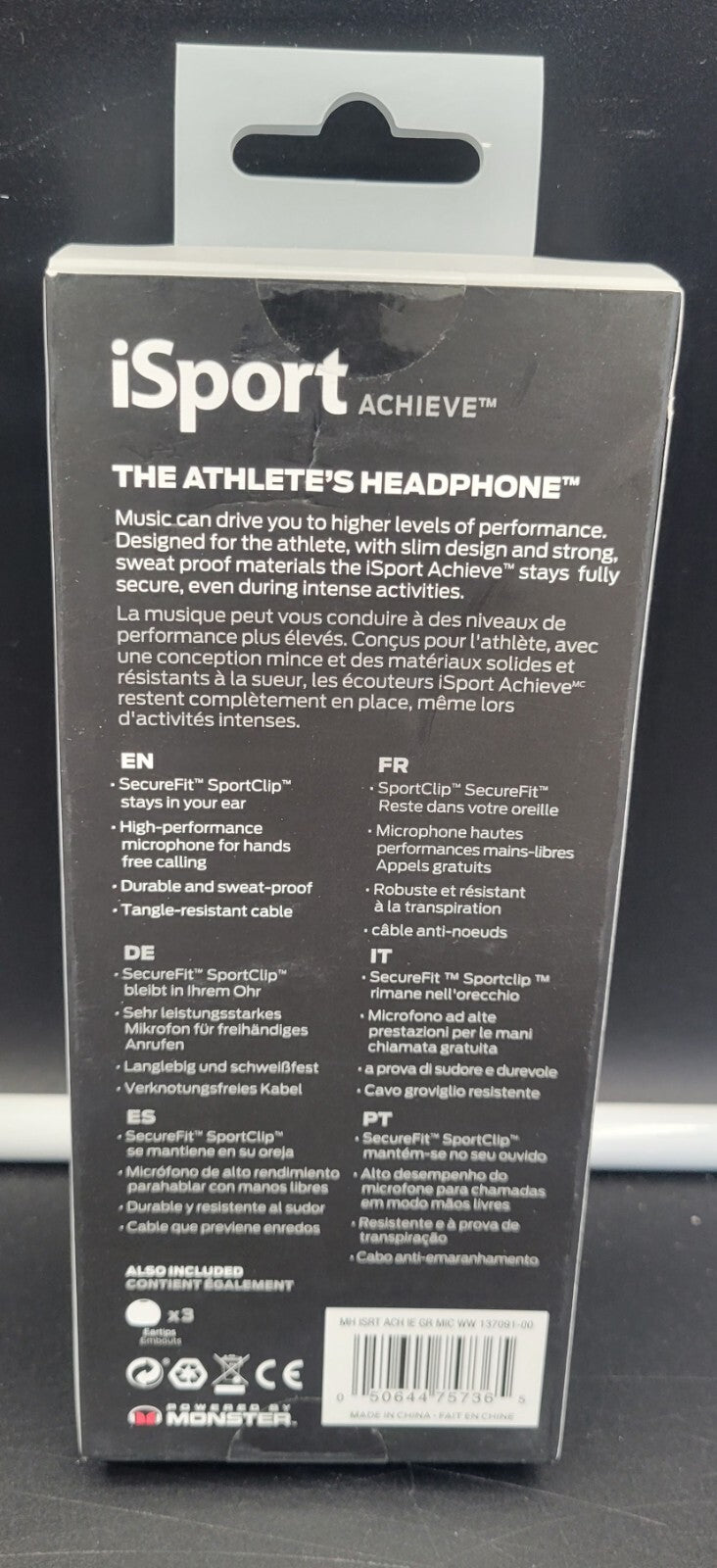 MONSTER iSport Achieve: The Athlete's Headphone *BRAND NEW, SEALED*