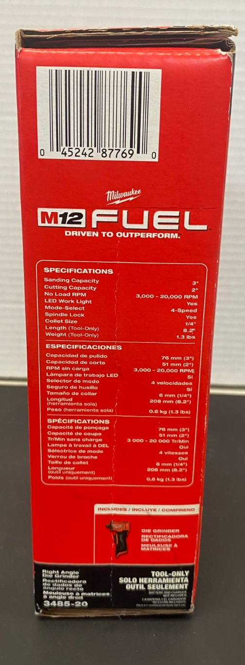 MILWAUKEE M12 FUEL RIGHT ANGLE DIE GRINDER 3485-20 *BRAND NEW, SEALED*
