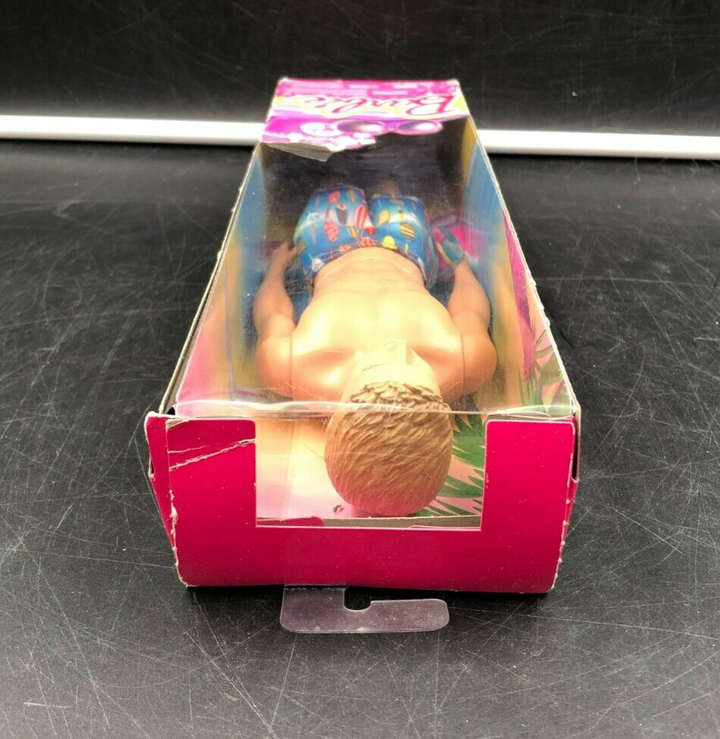 2013 Mattel: Barbie - Beach Blonde Ken Doll with Surfboard Swim Trunks - NEW