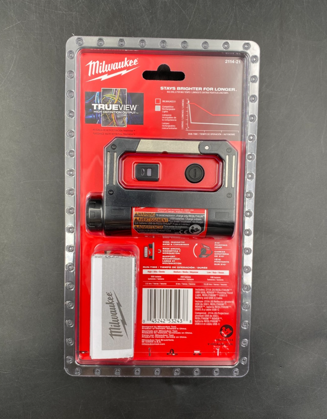 Milwaukee 2114-21 RedLithium USB 3.0 550L Rover Pivoting Flood Light - NEW