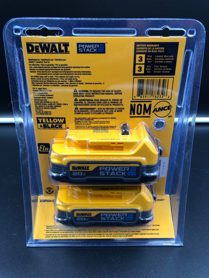 DEWALT DCBP034-2 20V POWERSTACK Compact Li-Ion Battery (Pack of 2)