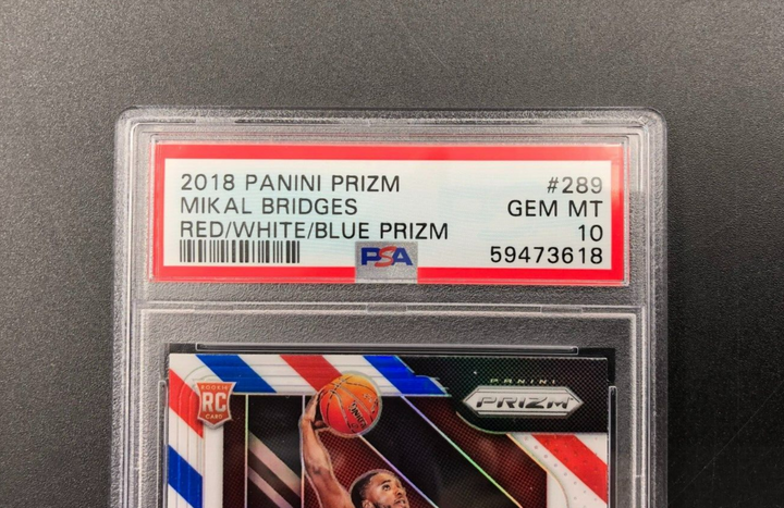 2018-19 Panini Red/White/Blue Prizm Mikal Bridges RC Rookie Card PSA 10 GEM MINT