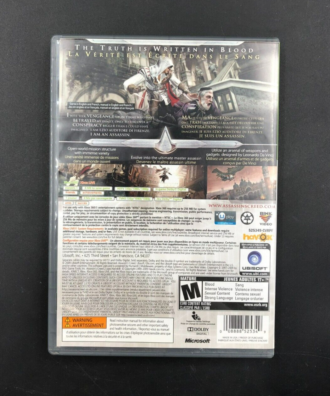 Assassin's Creed II - Platinum Hits (Microsoft XBOX 360) in Case w/ Manuals