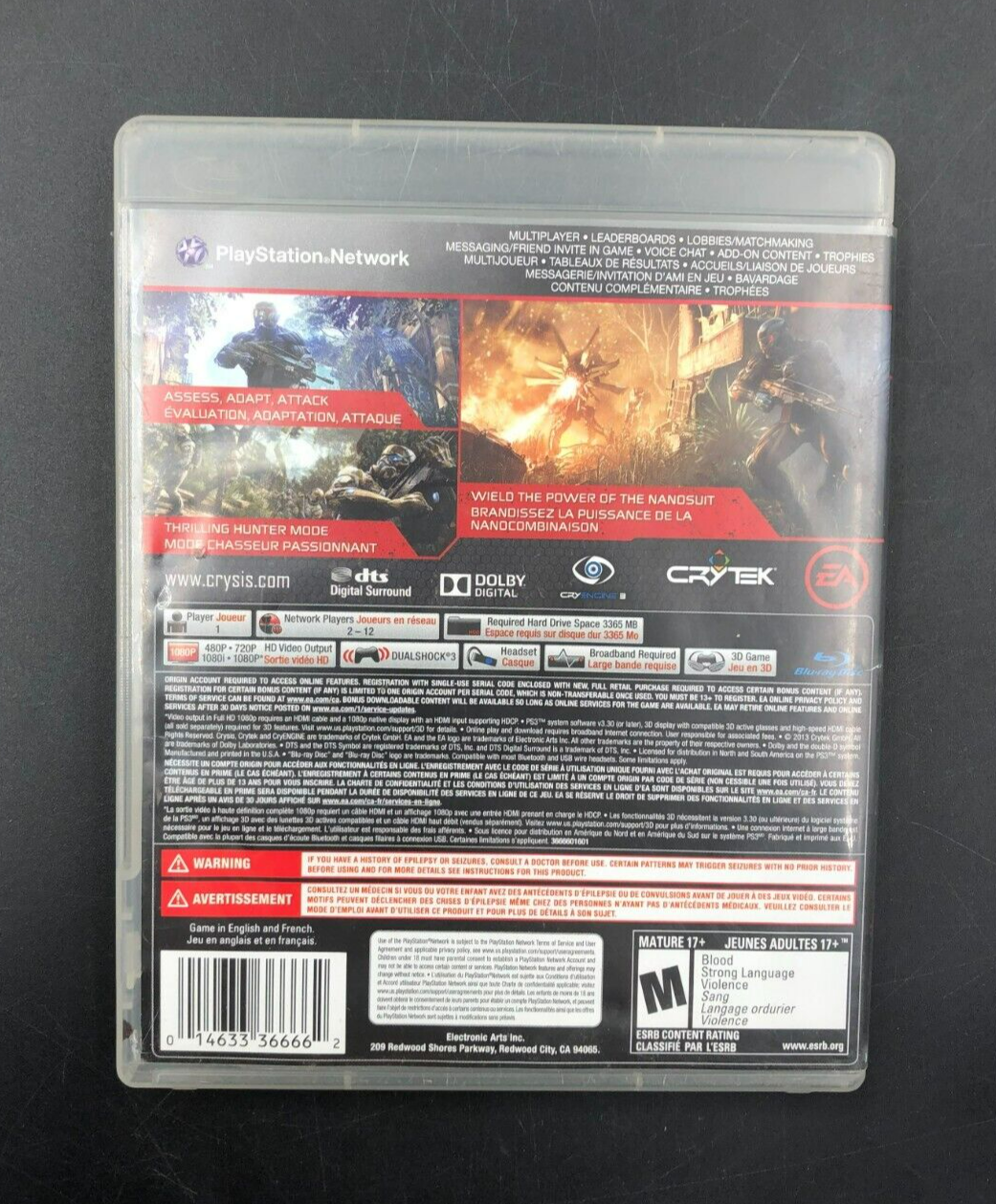 Crysis 3 - Hunter Edition (PlayStation 3, PS3) w/ Manual + Insert