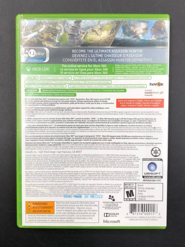 Assassin's Creed Rogue (XBOX 360) w/ Manual