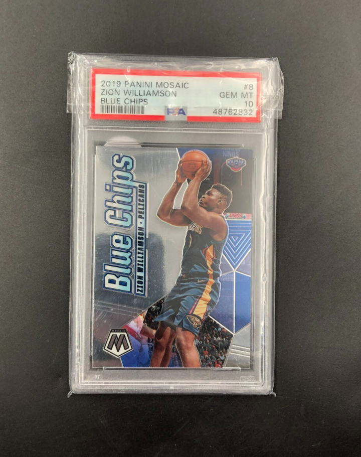 2019 Panini Mosaic Blue Chips Zion Williamson No. 8 PSA 10 GEM MINT