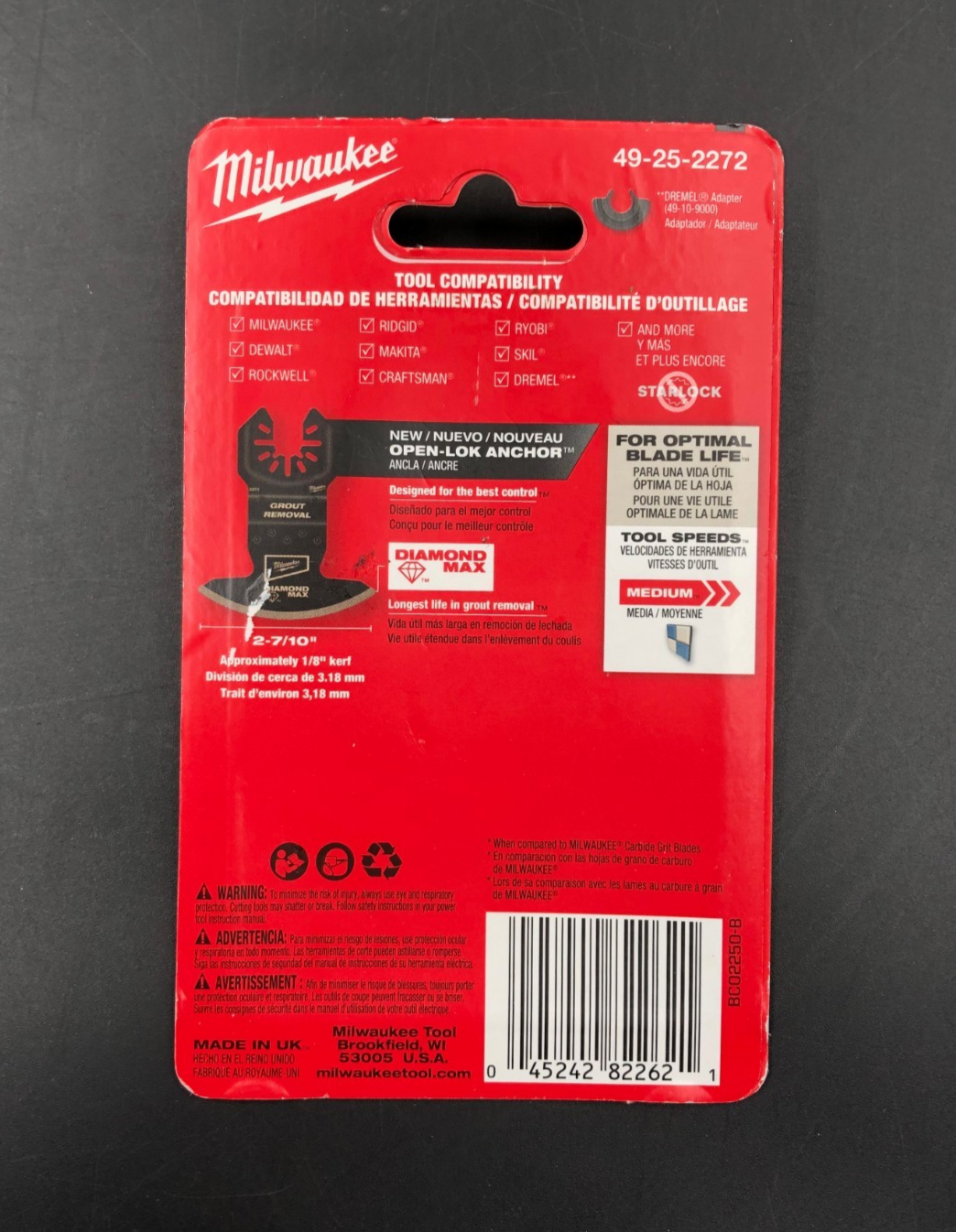 Milwaukee 49-25-2272 Open-Lok Anchor Universal Fit Diamond Grit Blade - NEW