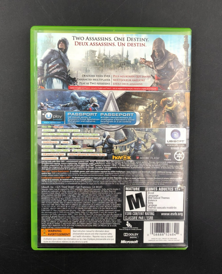 Assassin's Creed: Revelations (Microsoft XBOX 360) w/ EN/FR Manuals + Inserts