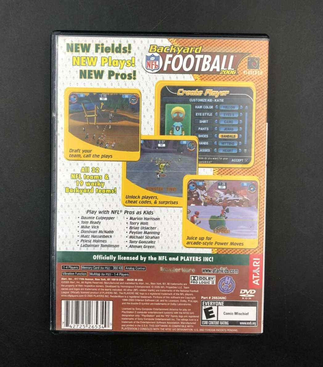Backyard Football 2006 NFL (PlayStation 2, PS2) w/ Manual