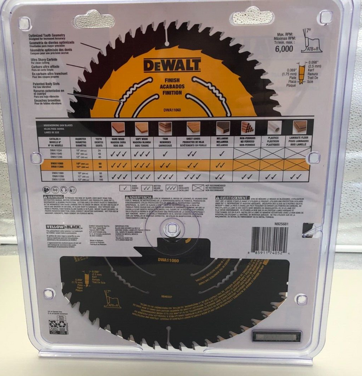 DeWalt DWA11060 Circular Saw Blade 10'' (254 mm) 60T BRAND NEW