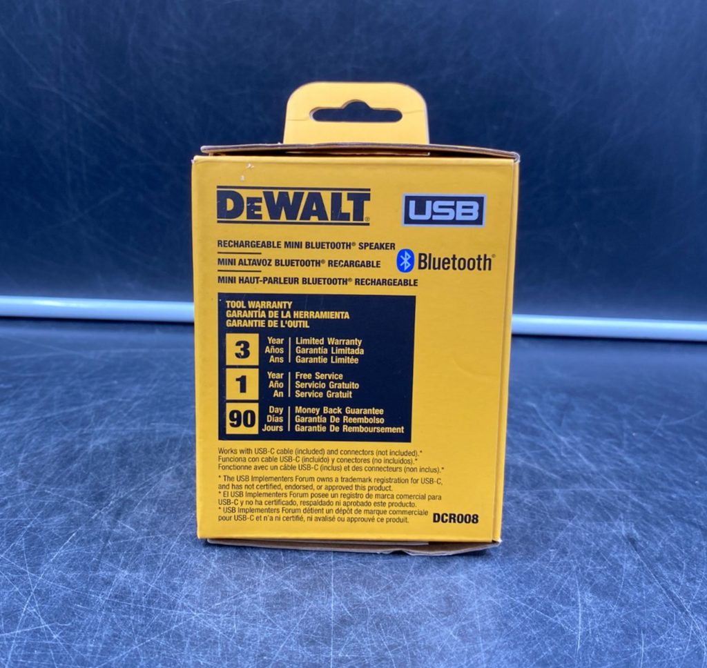 DeWalt DCR008 USB Rechargeable Mini Bluetooth Speaker